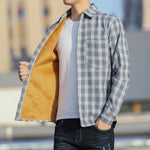 Winter Men Cashmere Long Sleeve Lattice Shirt Male Thickening Warm Plaid Fund Leisure Time Shirt Student Loose Loose Shirts